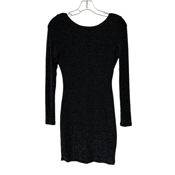 NWT Lulus Gift of Love Black Backless Long Sleeve Bodycon Mini Dress - Picture 2 of 4